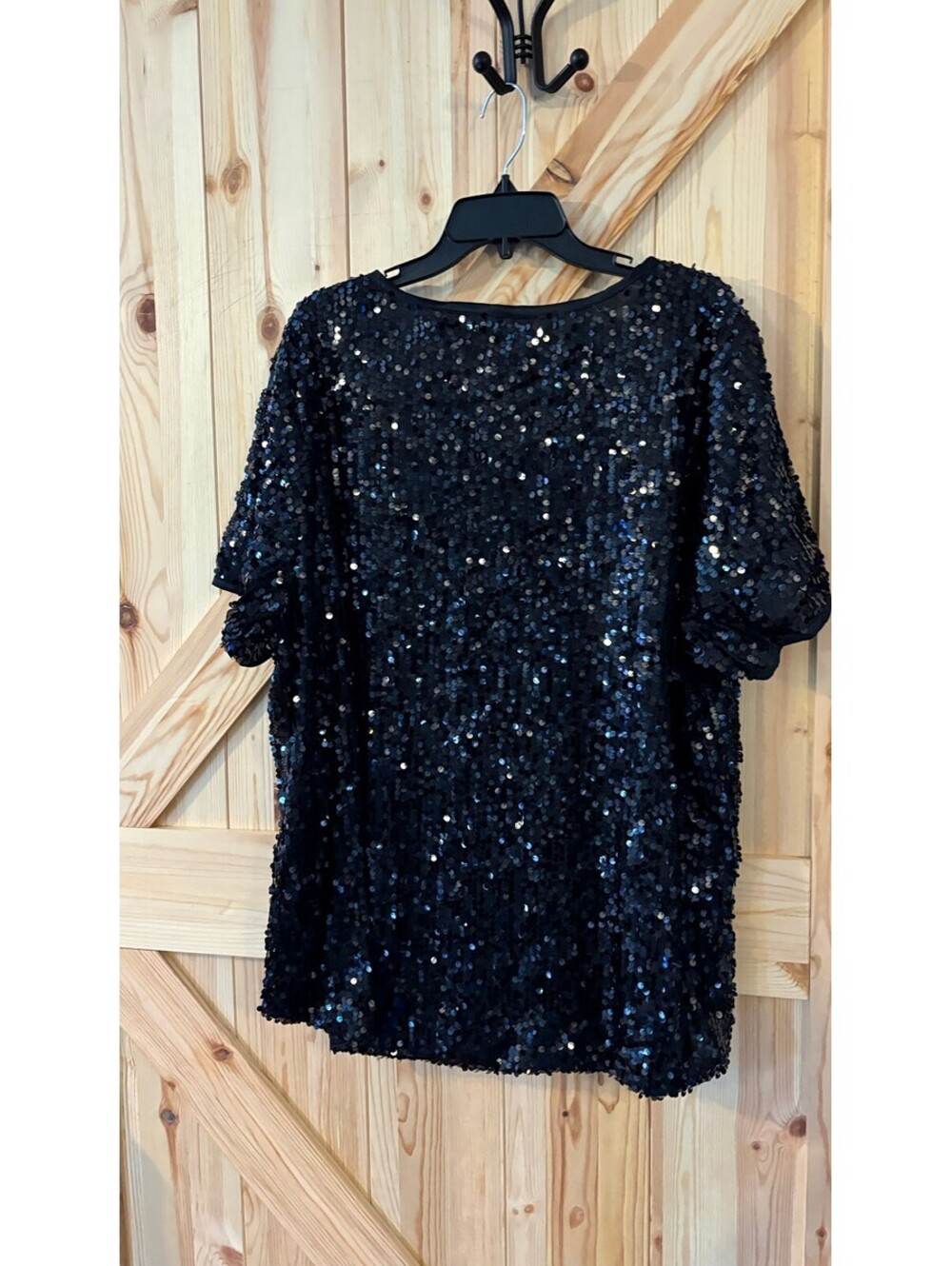 anna-kaci Women's Sequin Short Sleeve Top 3XL Black NWT